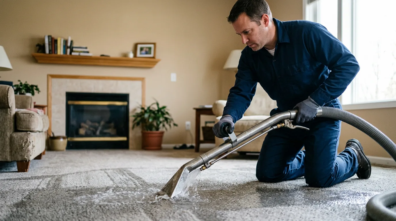 Water damage restoration technician working near Turlock, CA